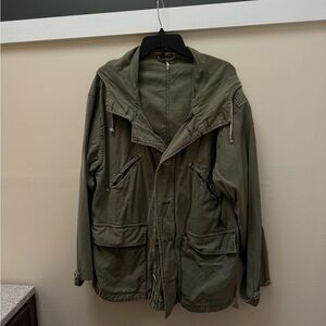 Free People Olive Green Hooded Jacket